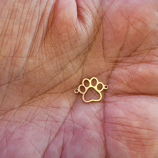 Gold  Filled Pawprint Connector - Sterling Silver or 14k Gold Supplies for Permanent Jewelry Word Charm