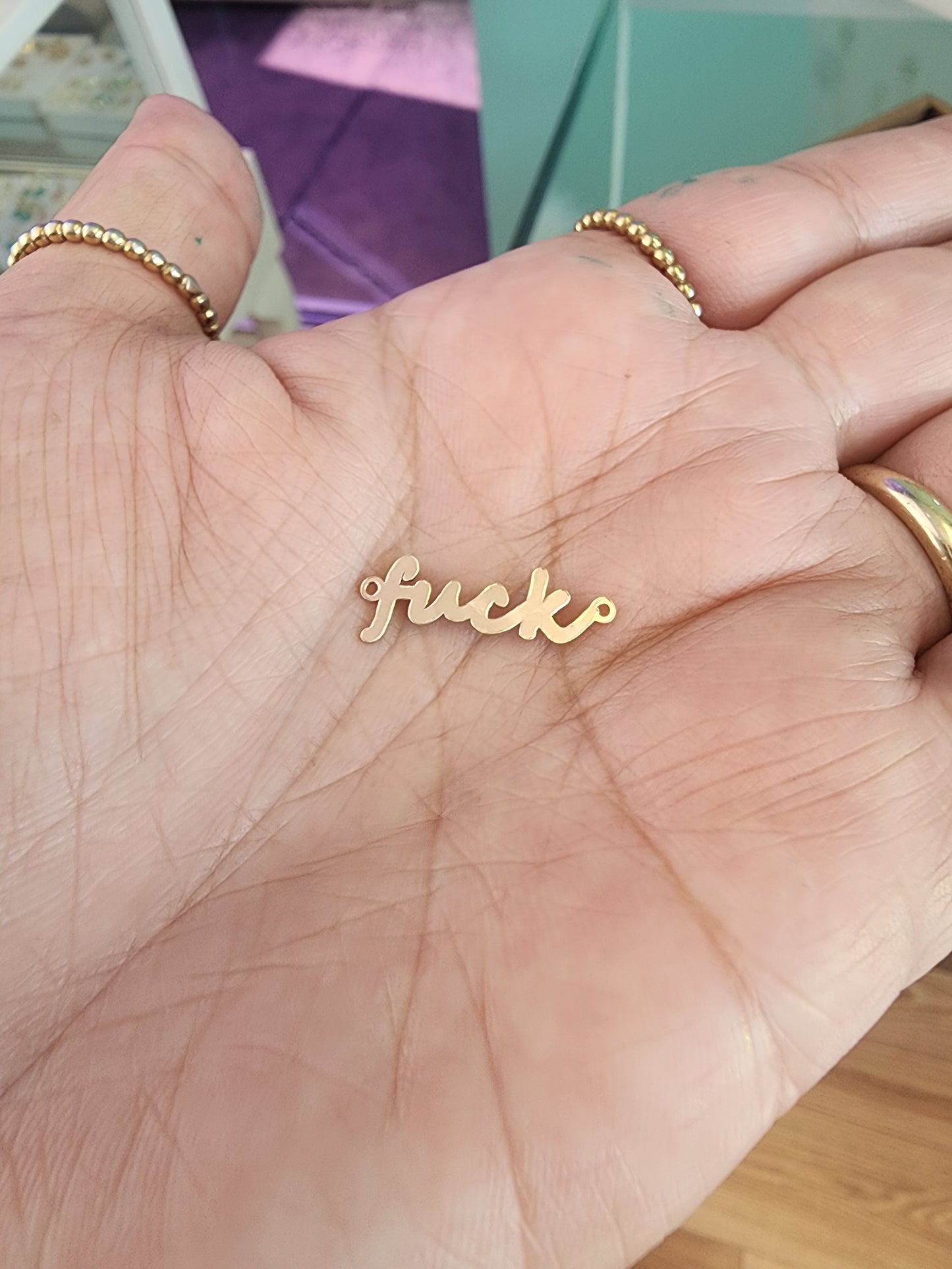 Gold Filled Fuck Connector - Sterling Silver or 14k Gold Supplies for Permanent Jewelry Word Charm