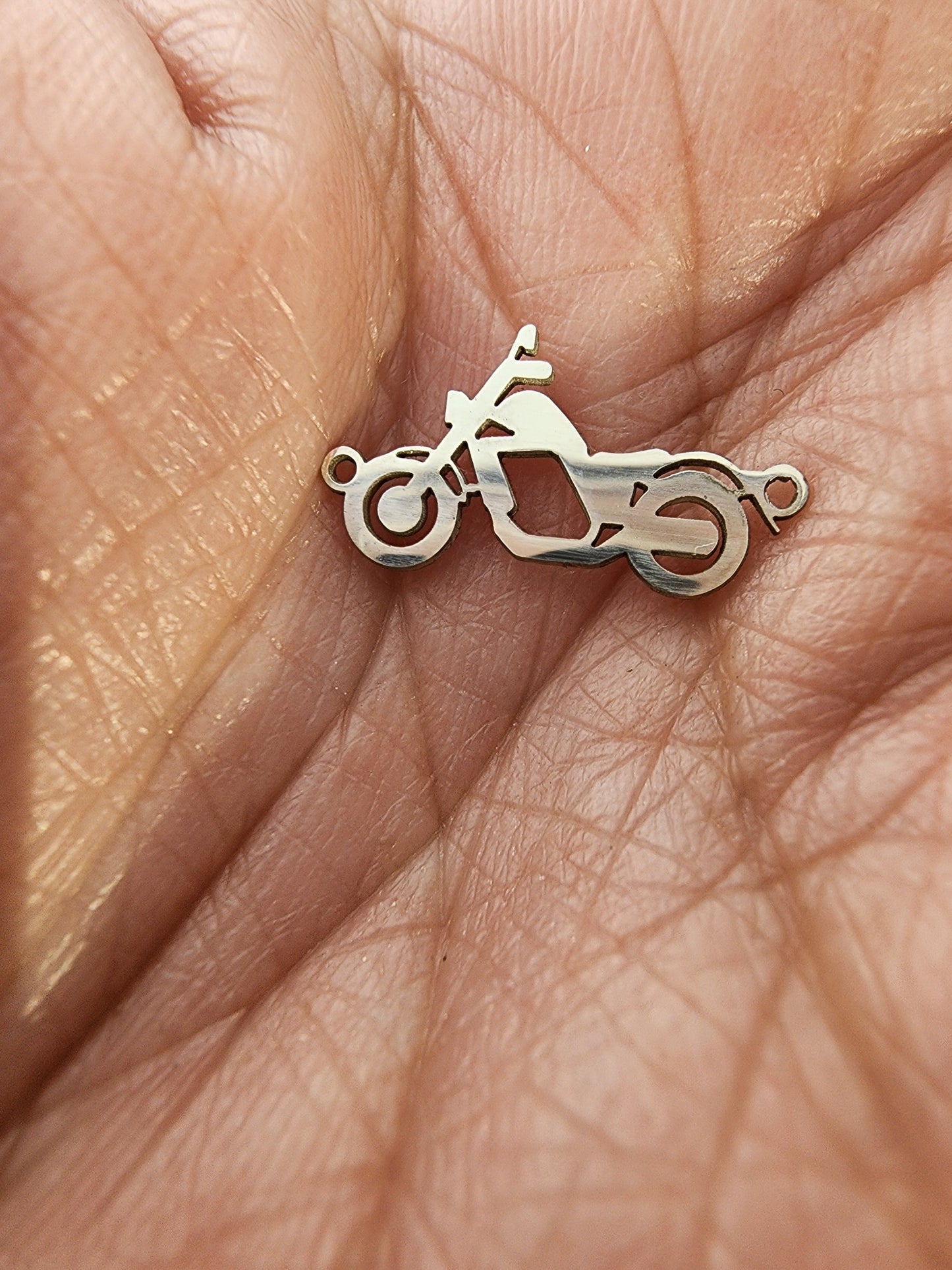 Motorcycle or Bike connector for permanent jewelry, gold filled, sterling silver, 14k and 10k gold