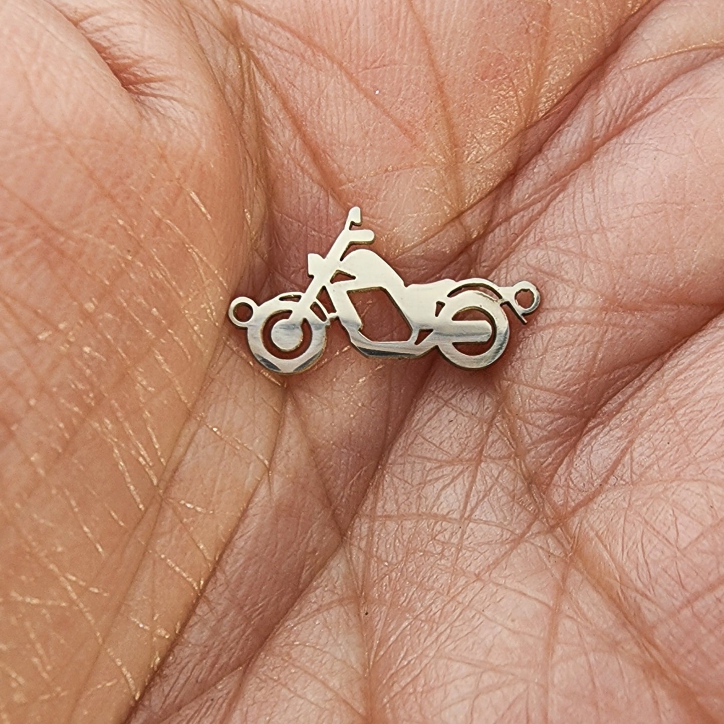 Motorcycle or Bike connector for permanent jewelry, gold filled, sterling silver, 14k and 10k gold