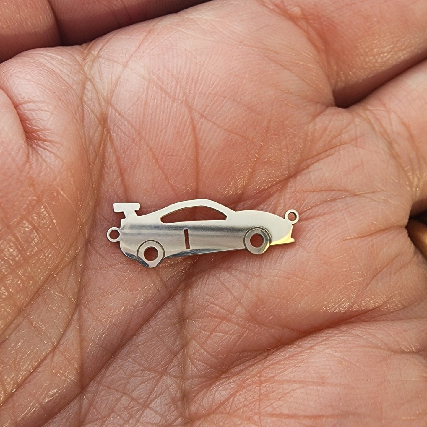 Race Car connector for permanent jewelry, gold filled, sterling silver, 14k and 10k gold