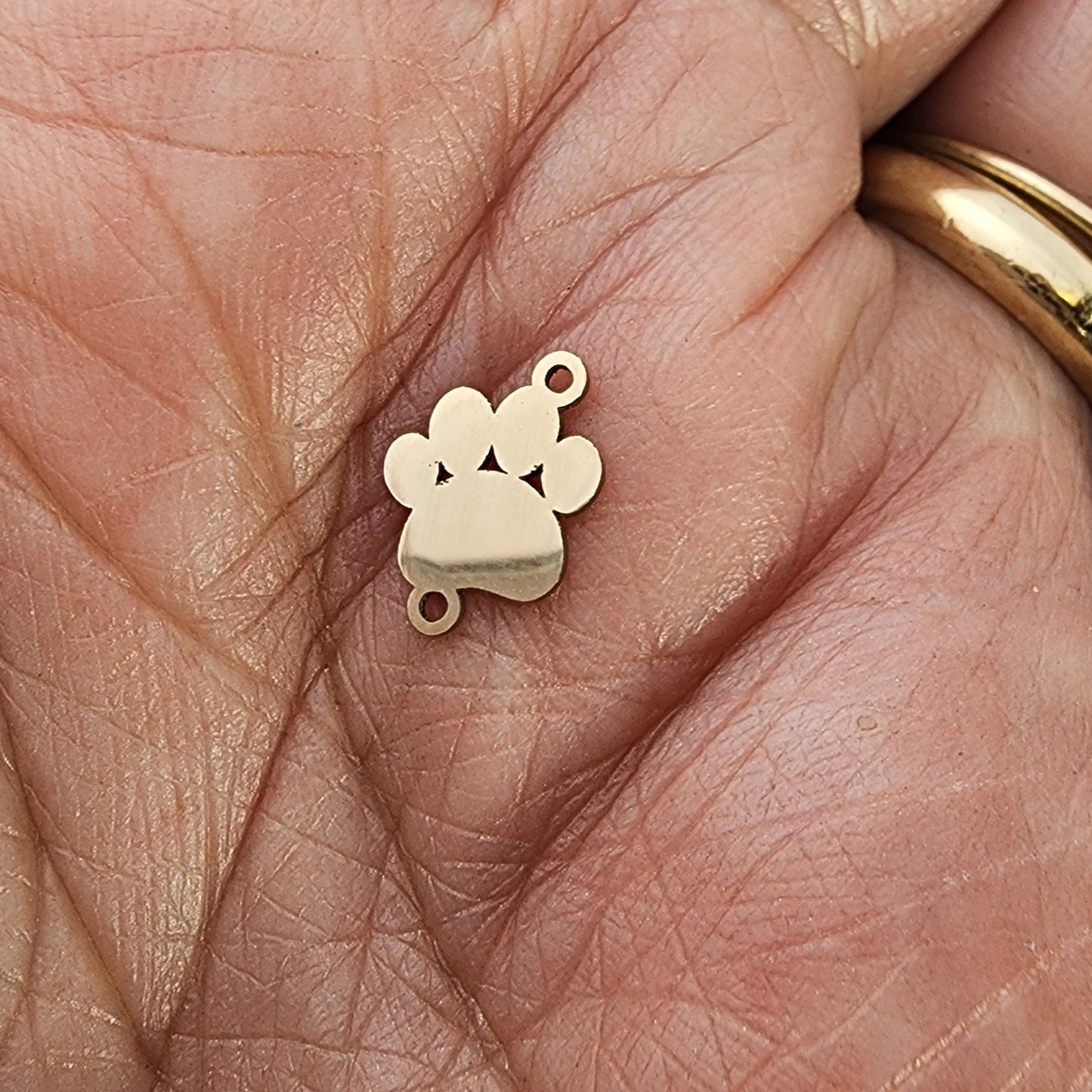 Gold  Filled Mini Solid Sideways Pawprint Connector - Sterling Silver or 14k Gold Supplies for Permanent Jewelry