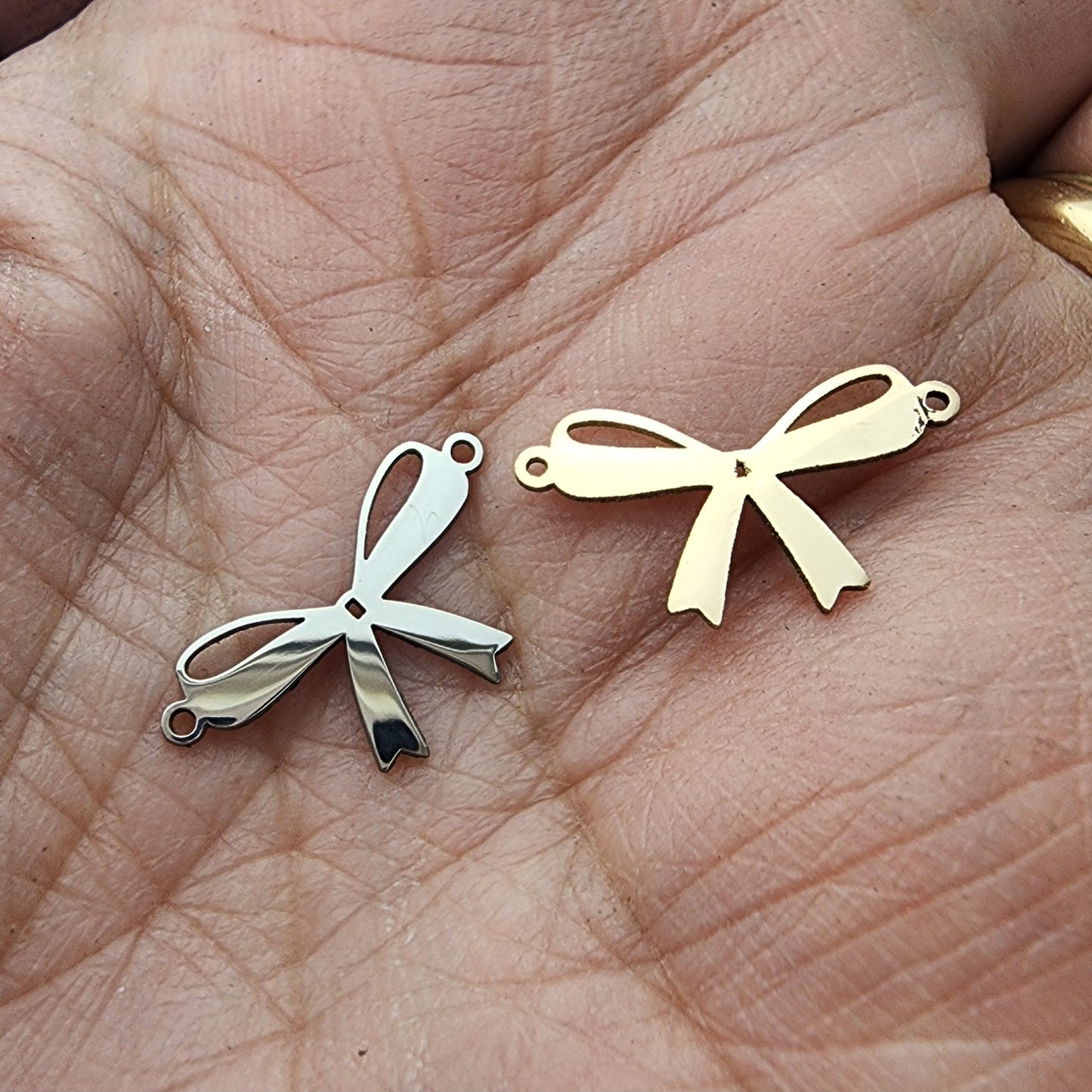 Gold  Filled Bow Connector - Sterling Silver or 14k Gold Supplies for Permanent Jewelry Word Charm