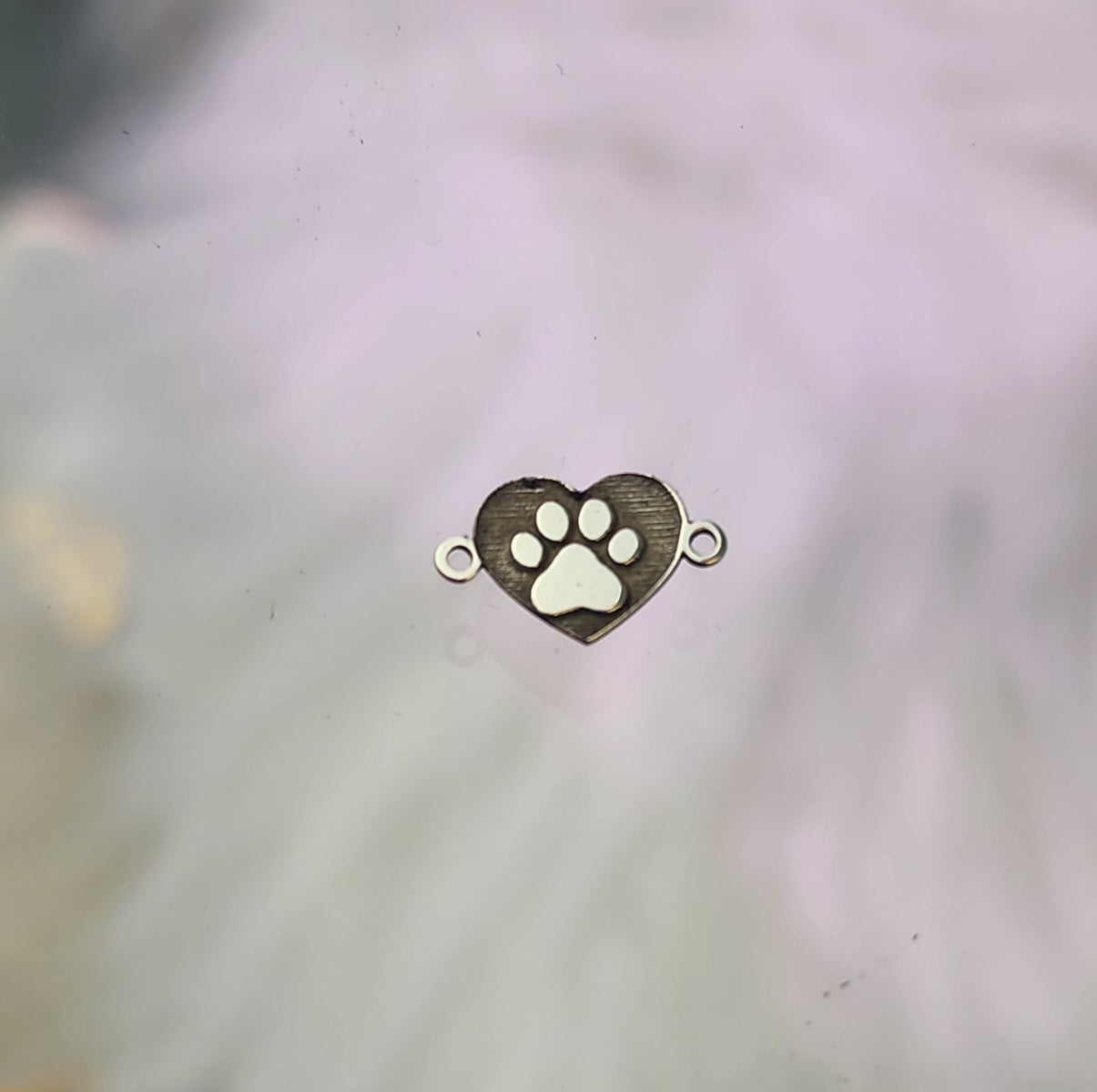 Carved Heart Pawprint Connector, Gold Filled Permanent Jewelry Connector Connector - Sterling Silver, Gold Filled or 14k Gold