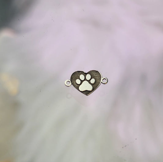 Carved Heart Pawprint Connector, Gold Filled Permanent Jewelry Connector Connector - Sterling Silver, Gold Filled or 14k Gold