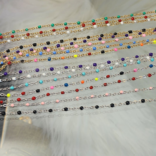 Preorder: 2 mm Enamel Chain (black, white, red, blue, green, pink, purple, multicolor)