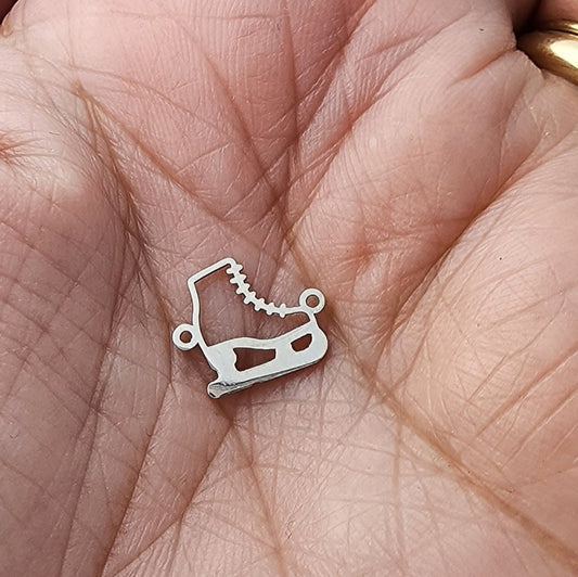 Ice Skates Connector - Sterling Silver or 14k Gold Supplies for Permanent Jewelry Word Charm