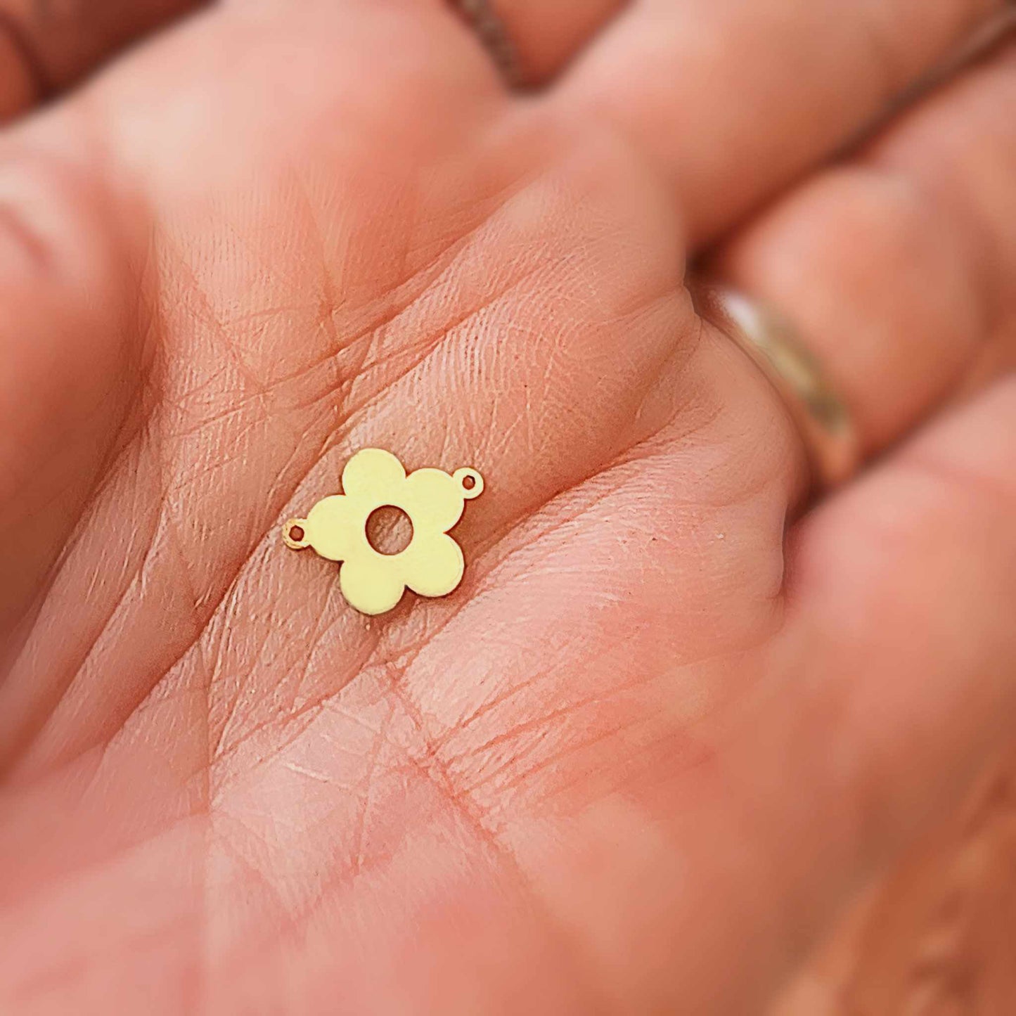 Gold  Filled Flower Connector - Sterling Silver or 14k Gold Supplies for Permanent Jewelry Word Charm