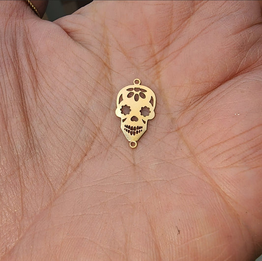 Sugarskull connector - Sterling silver, Gold filled, Rose gold or solid gold