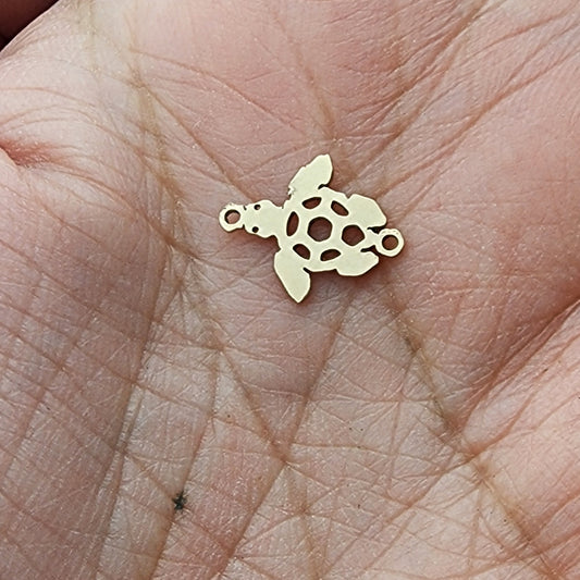 Gold  Filled Turtle Connector - Sterling Silver or 14k Gold Supplies for Permanent Jewelry Charm