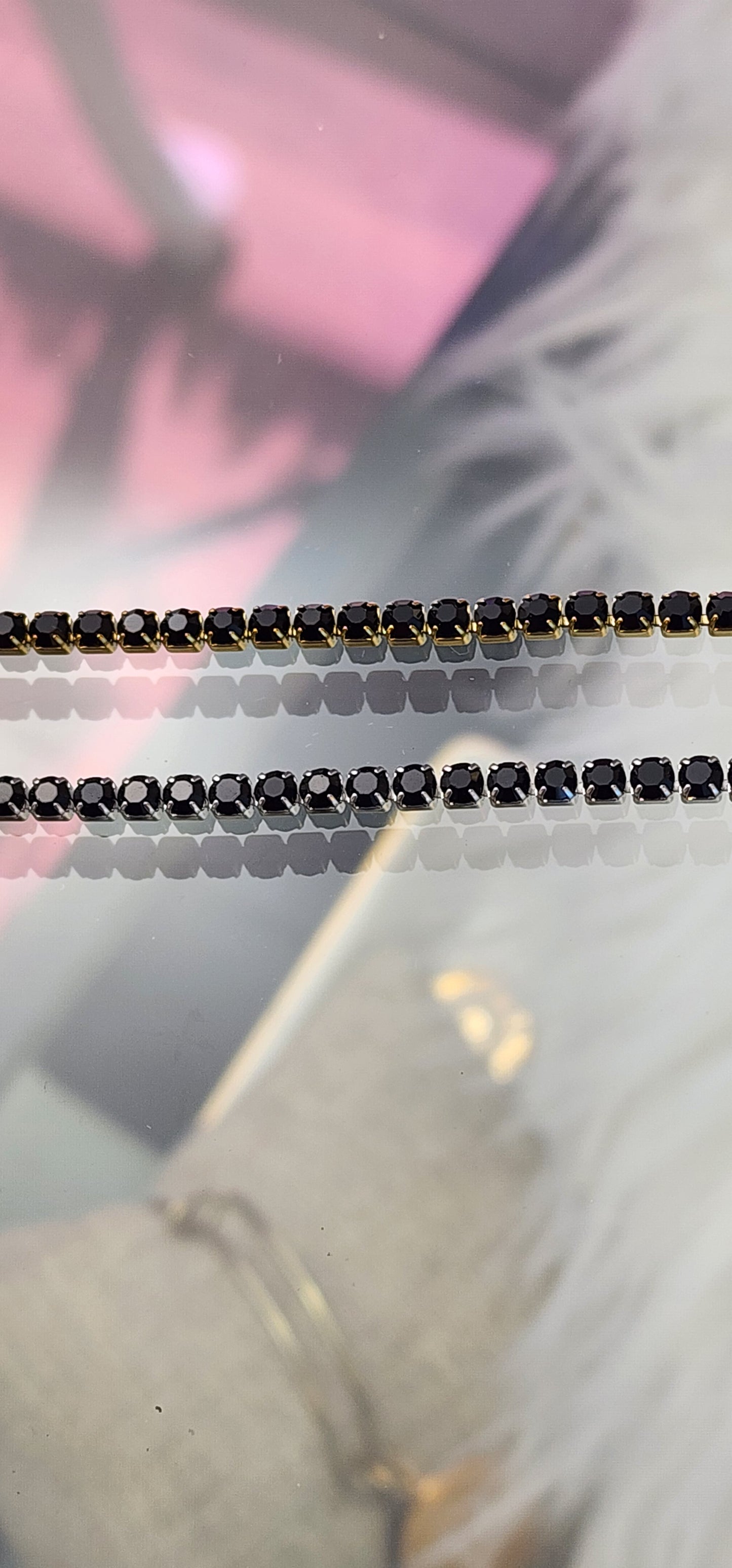 Black Crystal Chain 3mm by the foot