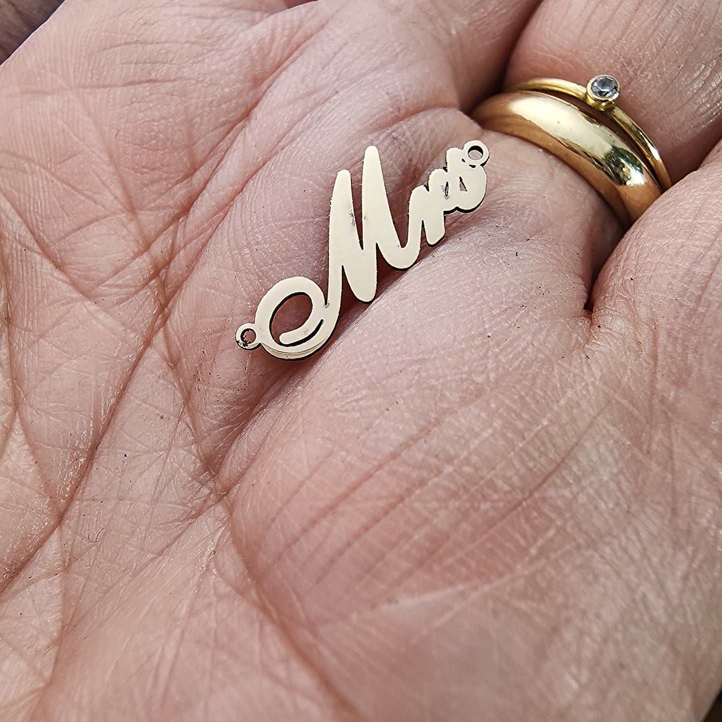 Gold  Filled Mrs. Connector - Sterling Silver or 14k Gold Supplies for Permanent Jewelry Word Charm