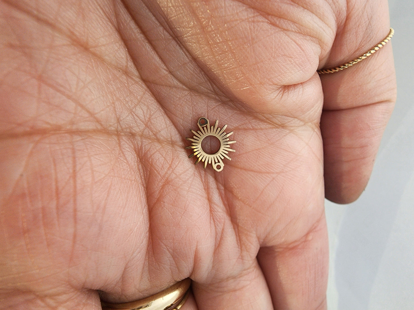 Sun Burst Connector, Gold Filled, Sterling Silver, 14k or 10k Gold