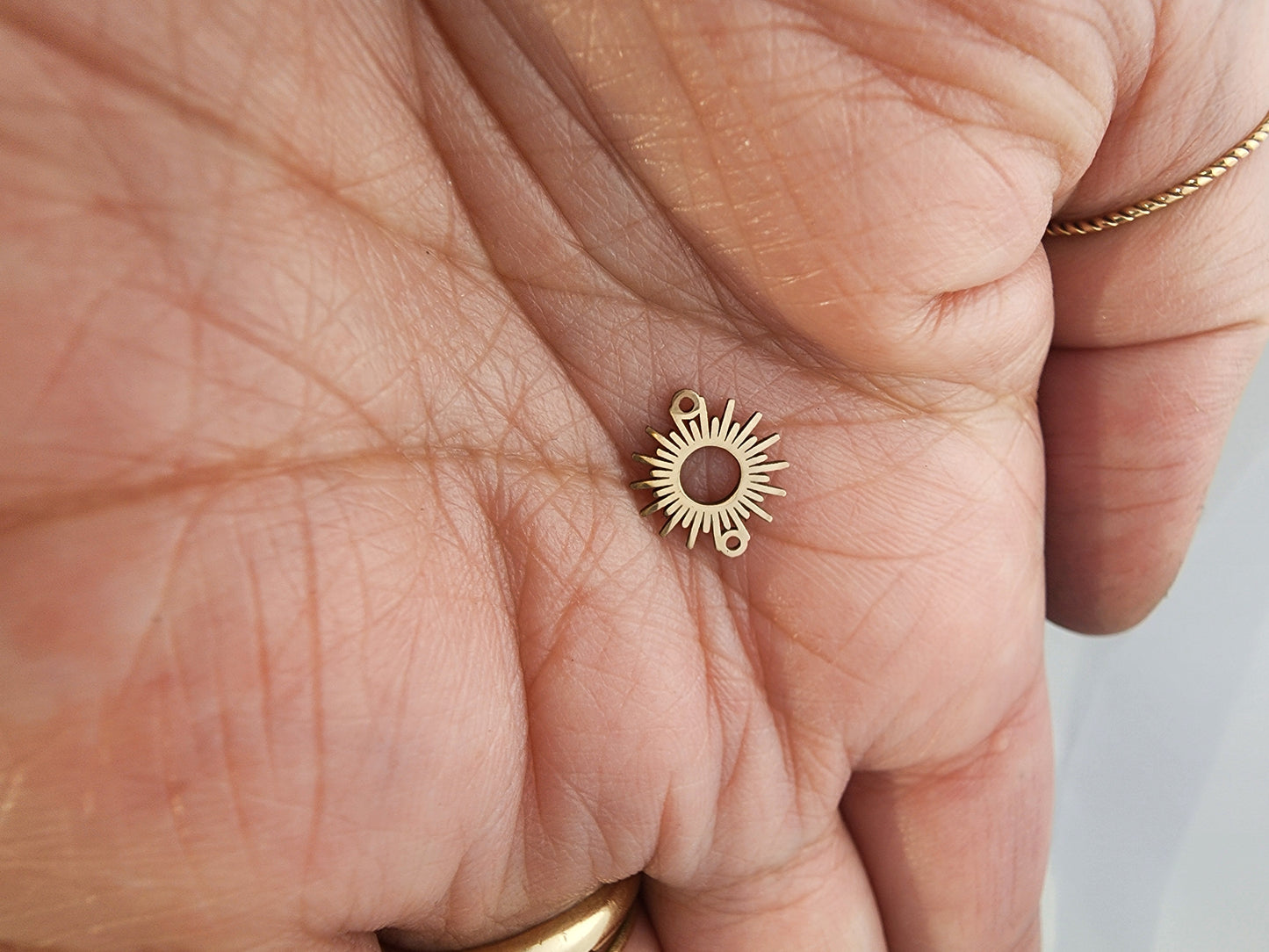 Sun Burst Connector, Gold Filled, Sterling Silver, 14k or 10k Gold