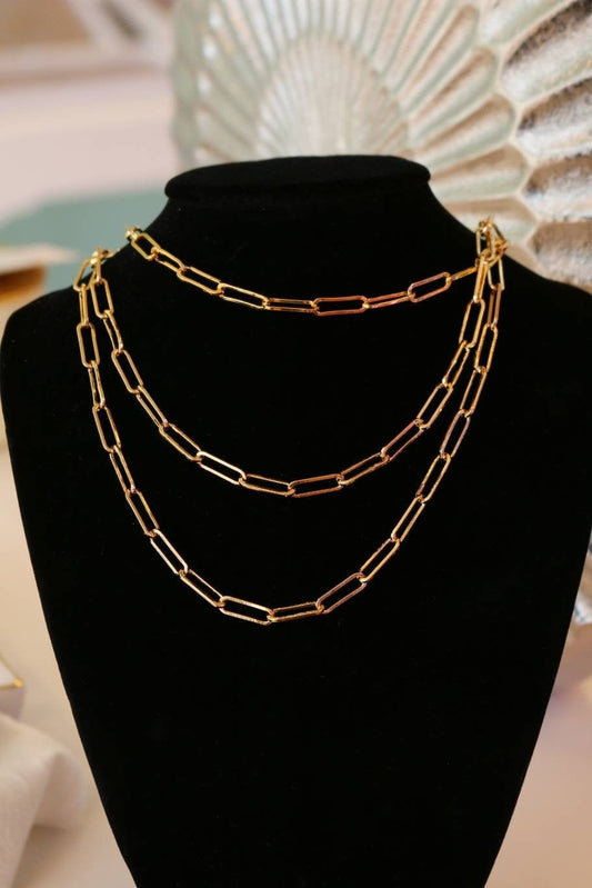 Staple paper clip gold chain with extender diy, thick link big chain wholesale supply