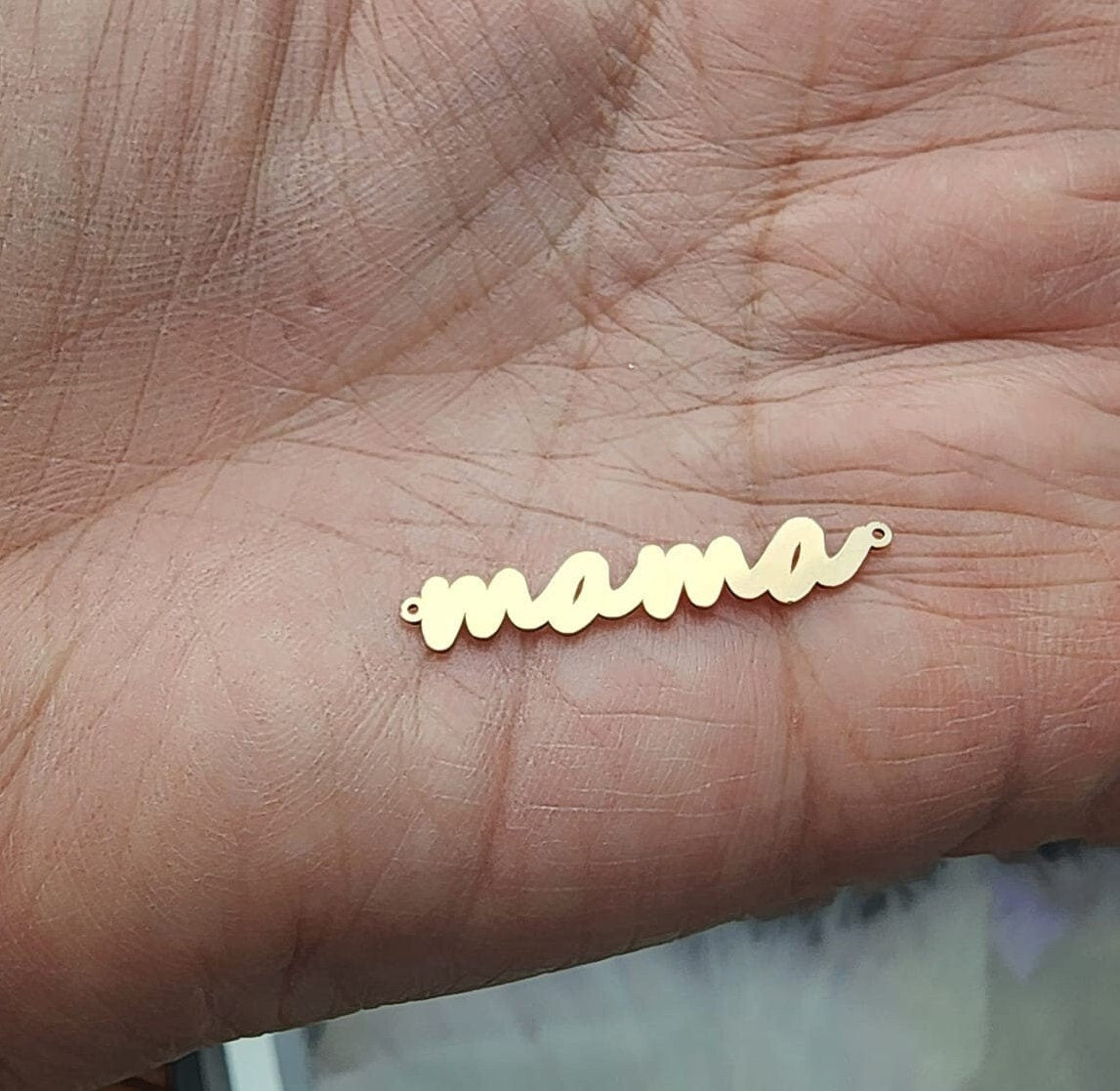 Gold Filled Mama Connector - Sterling Silver or 14k Gold Supplies for Permanent Jewelry Word Charm