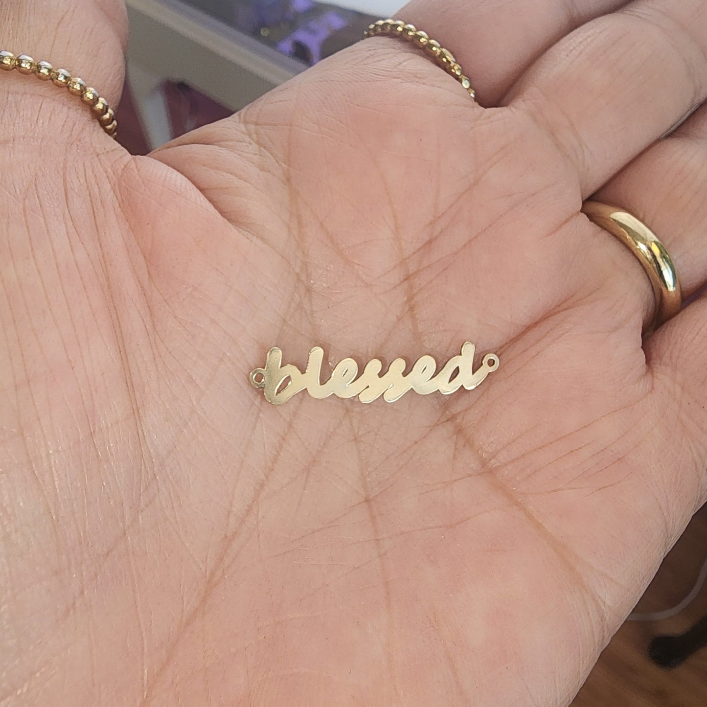 Gold Filled Blessed Connector - Sterling Silver or 14k Gold Supplies for Permanent Jewelry Word Charm