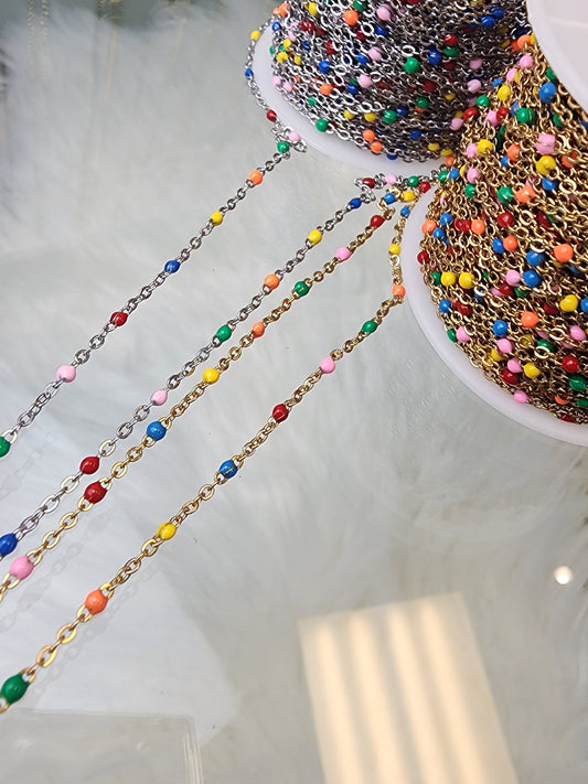 Rainbow Color Enamel Chain | multicolor bulk chain | chain for permanent jewelry Supply wholesale