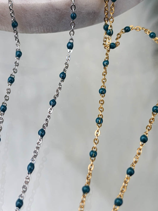 Green  Enamel Chain | multicolor bulk chain | chain for permanent jewelry Supply wholesale bead and cable