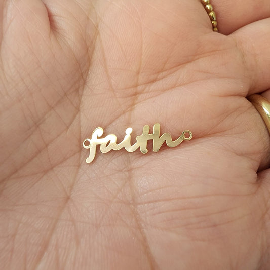 Gold Filled Faith Connector - Sterling Silver or 14k Gold Supplies for Permanent Jewelry Word Charm