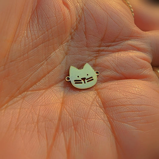 gold filled cat connector - sterling silver or solid gold- permanent jewelry word connectors- charm, pendant, pawprint 10 mm tall