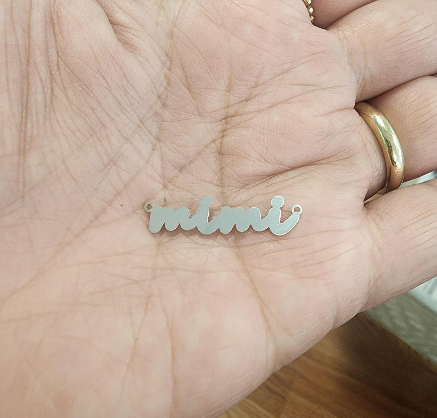 gold filled or sterling silver  mimi connector - we can make any word or small shape - permanent jewelry word connectors
