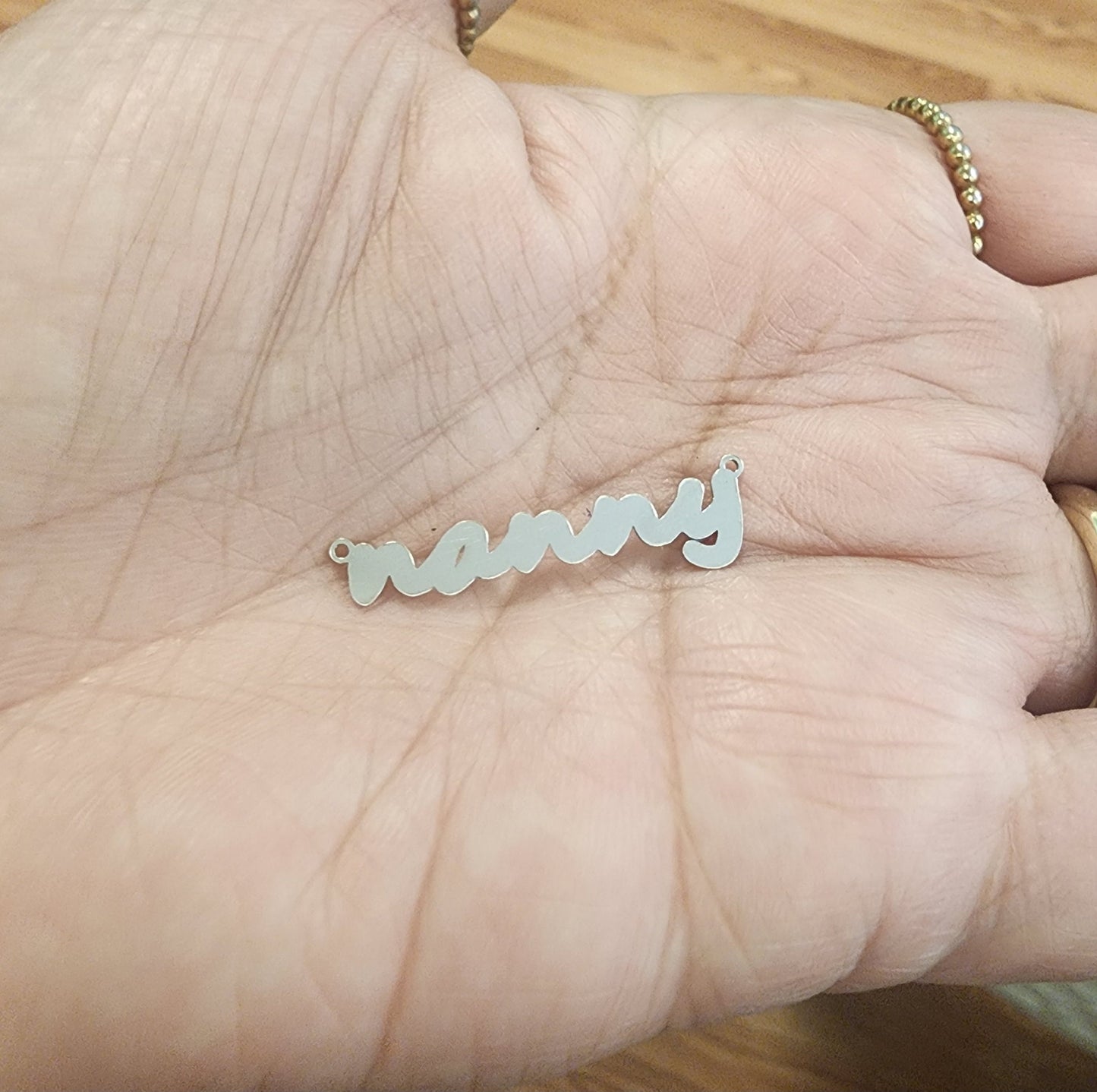 gold filled or sterling silver  nanny connector - we can make any word or small shape - permanent jewelry word connectors