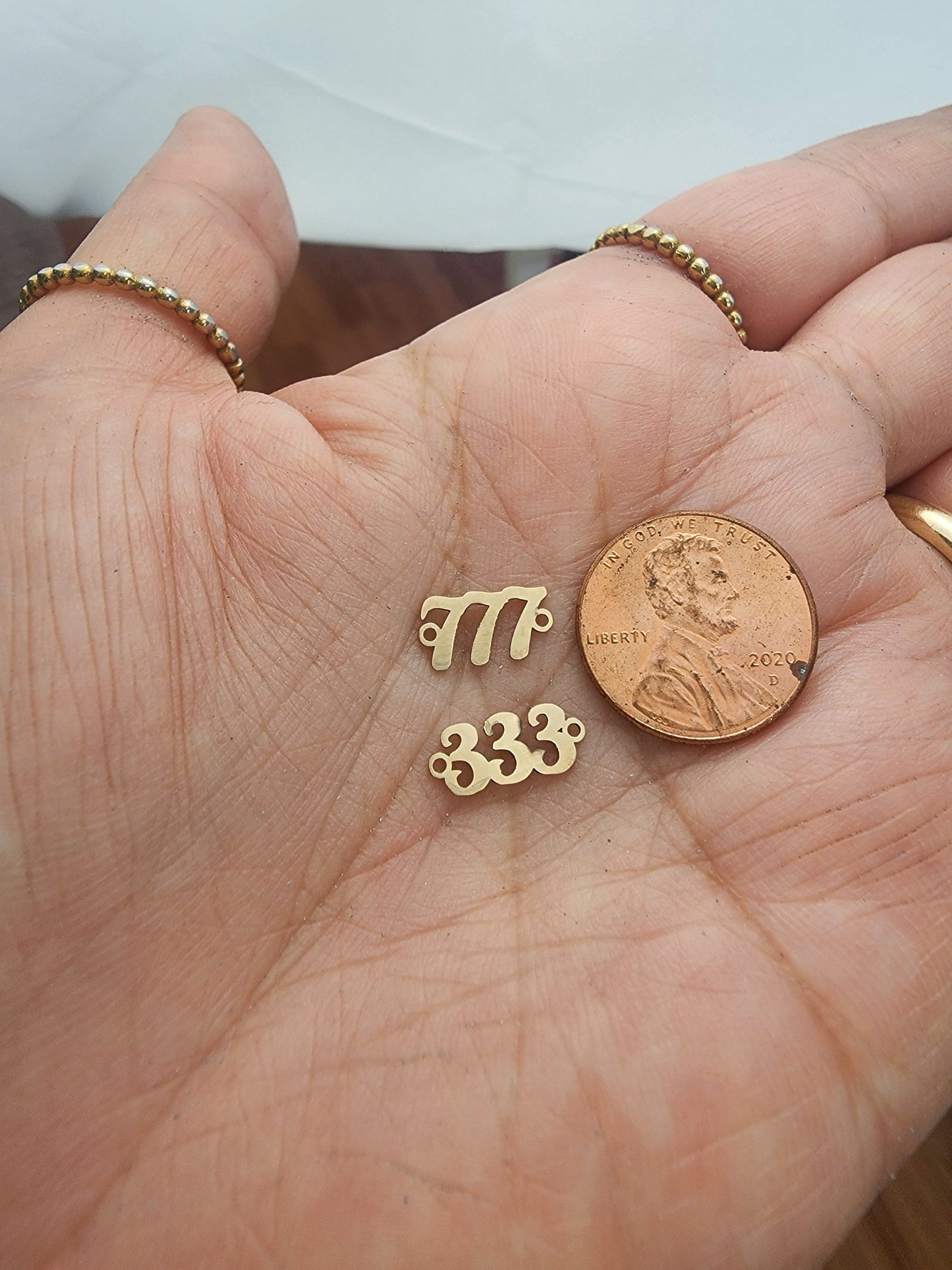 14k gold filled angel numbers connector mini size - 777 666 333 444 555 1111 - permanent jewelry word connectors - charm Supply bulk wholesa