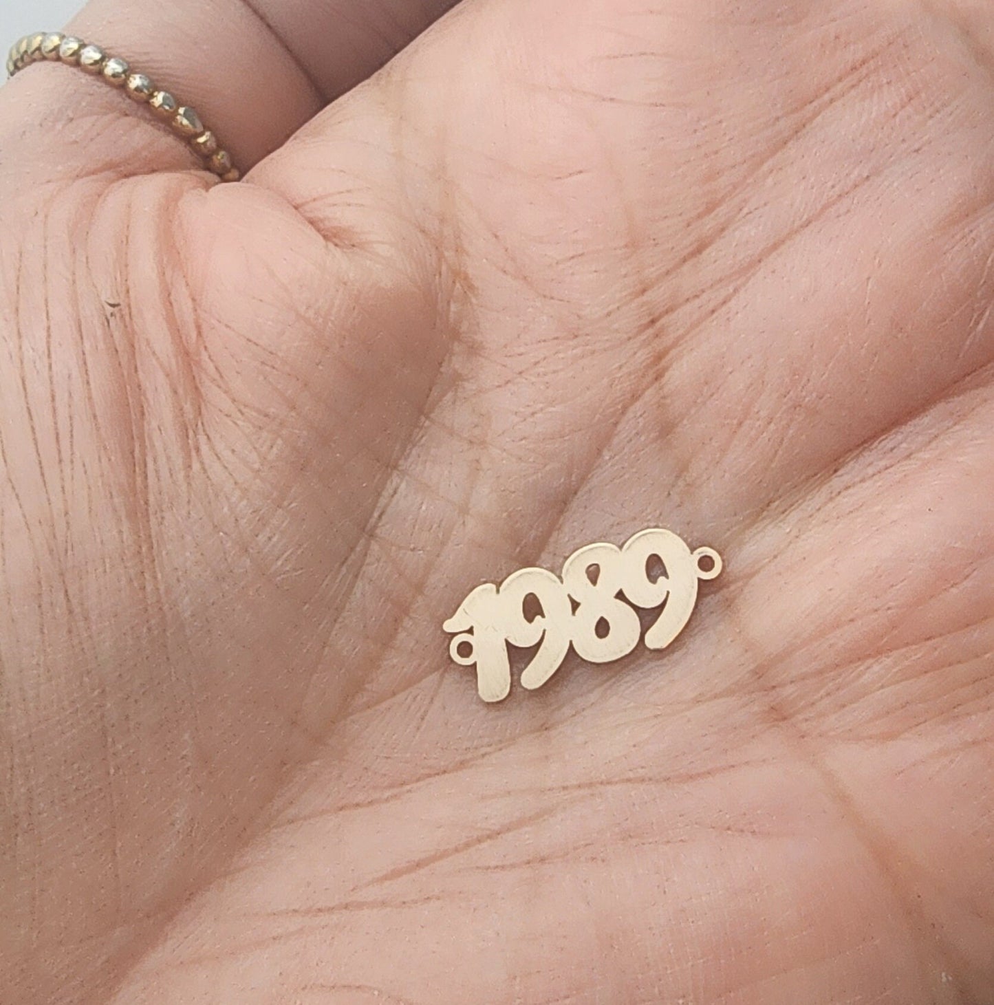 Gold filled birth year  connector, 1989 charm, permanet jewelry Supply, number connector, dyi, bulk, wholesale supplies for jewelry