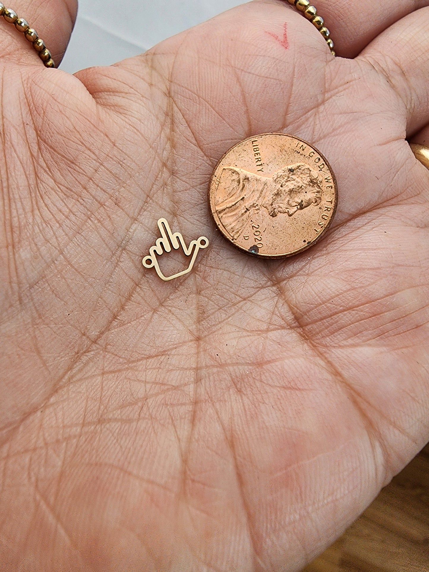 gold filled middle finger connector - sterling silver or solid gold- permanent jewelry word connectors- charm, fuck you, flip the bird