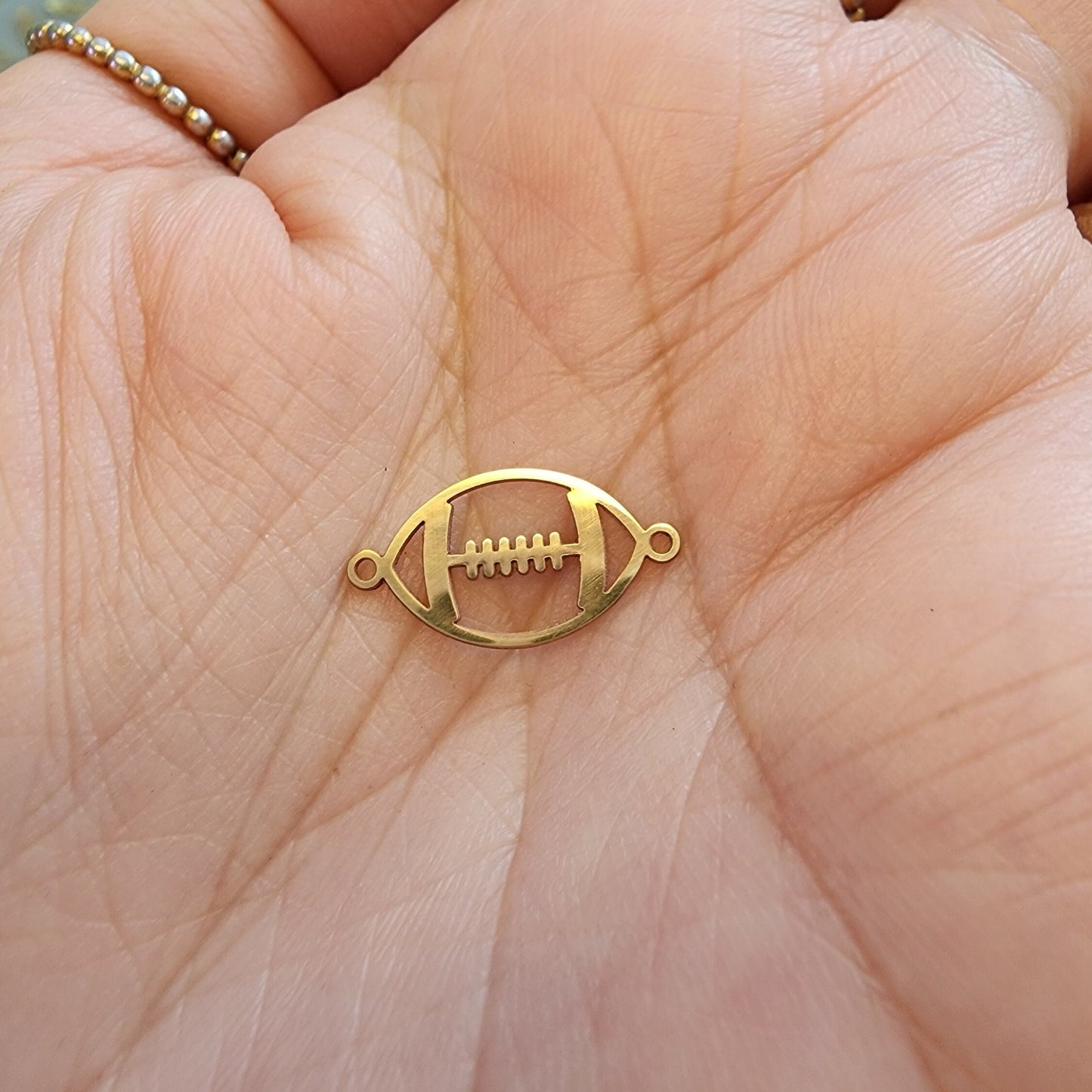 gold filled football connector - permanent jewelry word connectors- sports connectors charms - tres carmela