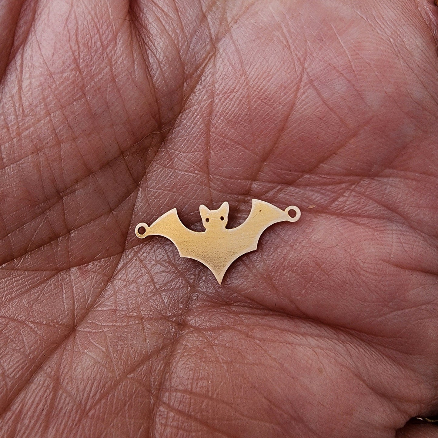 gold filled bat connector - sterling silver or solid gold- permanent jewelry connectors- charm, pendant, 10 mm tal Halloween fall